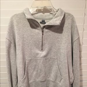 Aerie gray cropped quarter zip sweater